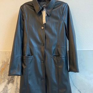 Urban Outfitters Oversized Black Faux-Leather Trench Coat Size M (tag still on)